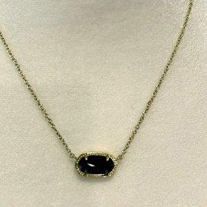 Elisa Gold Pendant Necklace in Black Opaque Glass